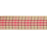 Bubblegum, Brown and Vanilla Ice Plaid Woven Ribbon - 1"