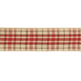 Mars Red, Brown and Vanilla Ice Plaid Woven Ribbon - 1"