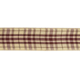 Burgundy, Brown and Vanilla Ice Plaid Woven Ribbon - 1"