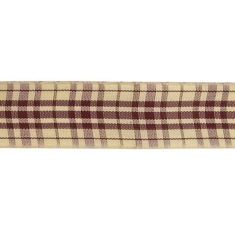Burgundy, Brown and Vanilla Ice Plaid Woven Ribbon - 1"