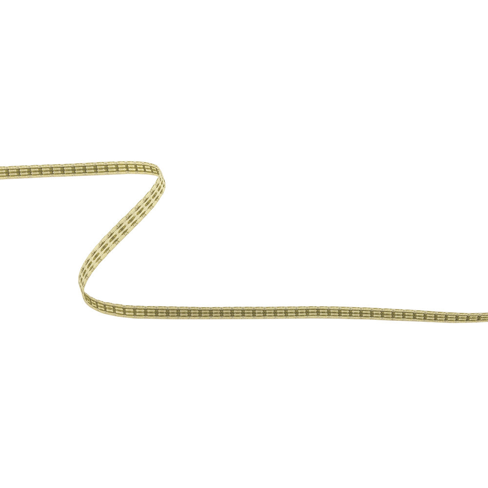 Moss Green and White Rectangles Jacquard Ribbon - 0.1875"