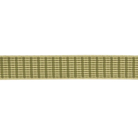 Moss Green and White Rectangles Jacquard Ribbon - 0.625"