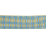 Turquoise and Tofu Rectangles Jacquard Ribbon - 1"