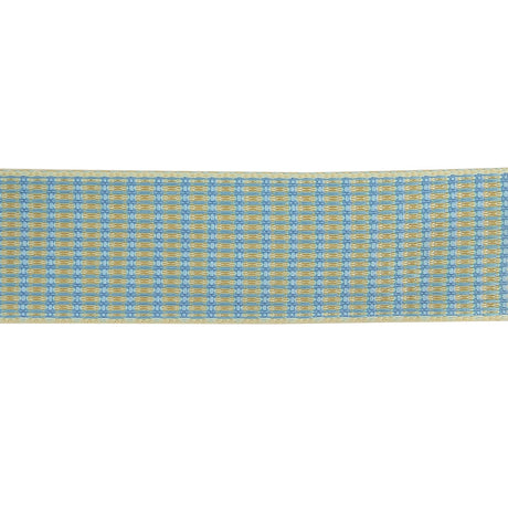 Turquoise and Tofu Rectangles Jacquard Ribbon - 1"