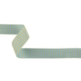 Turquoise and Tofu Rectangles Jacquard Ribbon - 1"