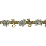 Cool Gray and Moss Chenille Floral Trim - 0.75"