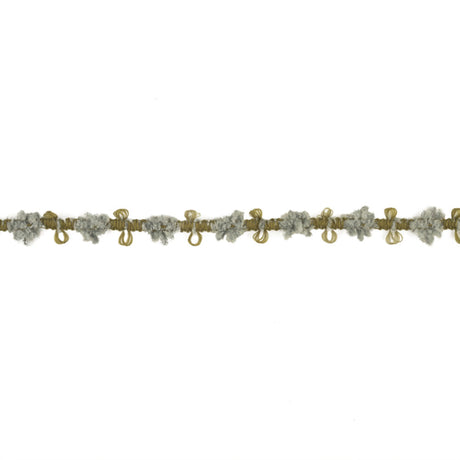 Cool Gray and Moss Chenille Floral Trim - 0.75"