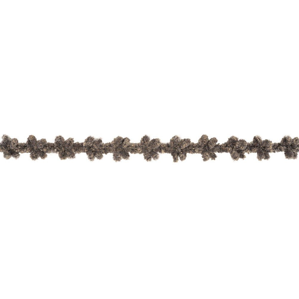 Heathered Charcoal and Latte Floral Chenille Trim - 0.625"