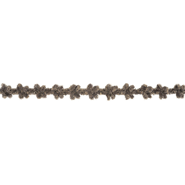Heathered Charcoal and Latte Floral Chenille Trim - 0.625"