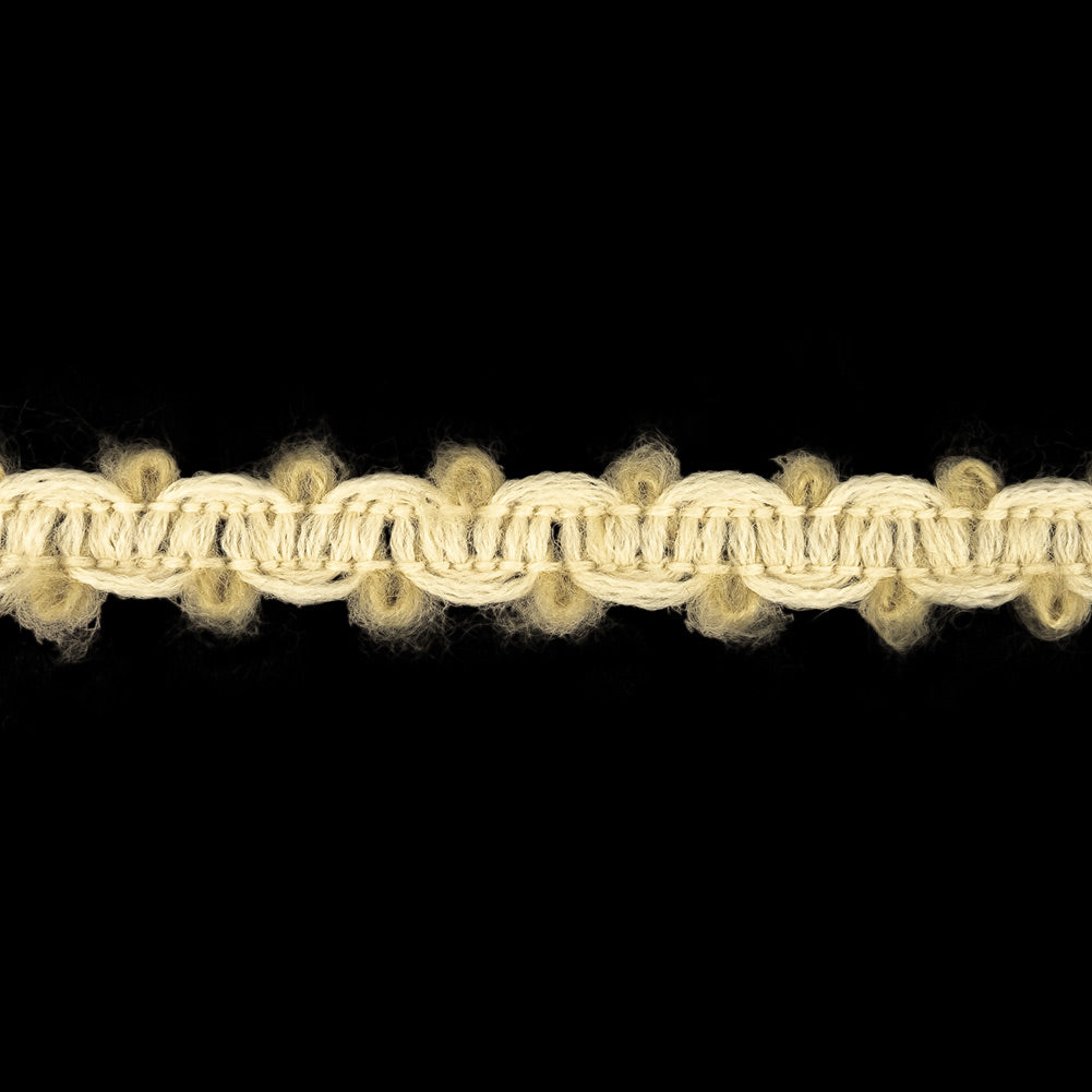 Travertine and Gardenia Fuzzy Braided Wool Blend Trim - 0.5"