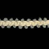 Steel Blue and Gardenia Fuzzy Braided Wool Blend Trim - 0.5"