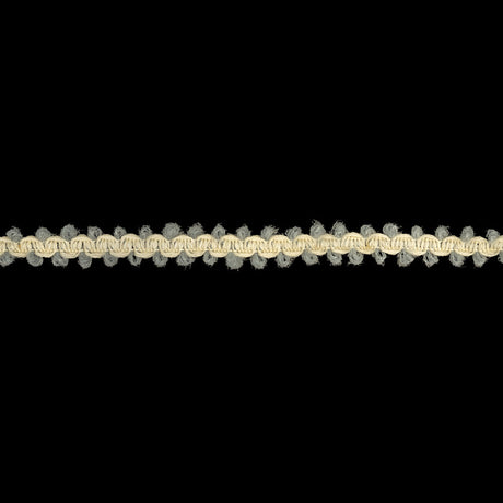 Steel Blue and Gardenia Fuzzy Braided Wool Blend Trim - 0.5"