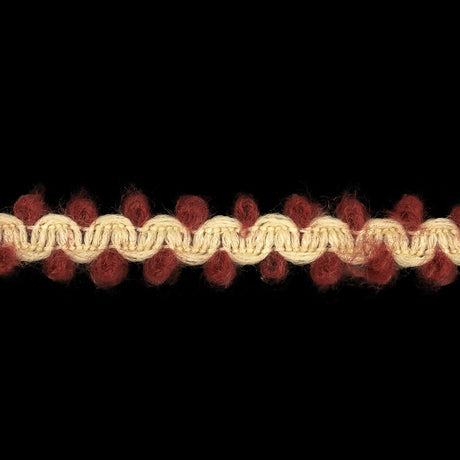 Claret and Gardenia Fuzzy Braided Wool Blend Trim - 0.5"