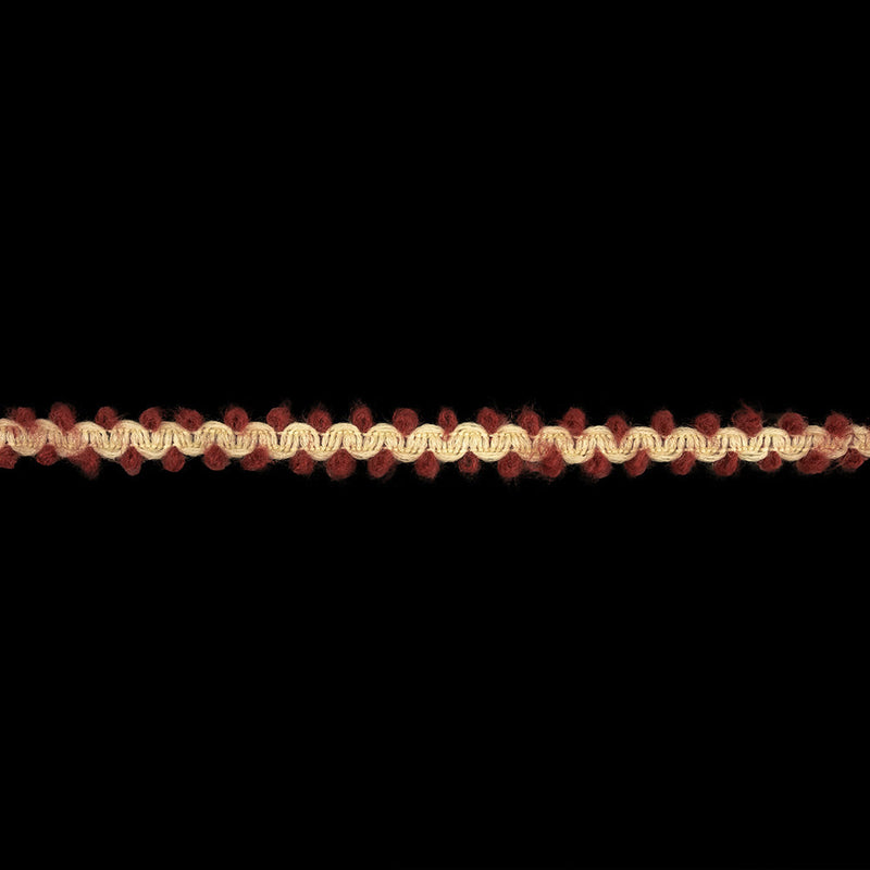 Claret and Gardenia Fuzzy Braided Wool Blend Trim - 0.5"