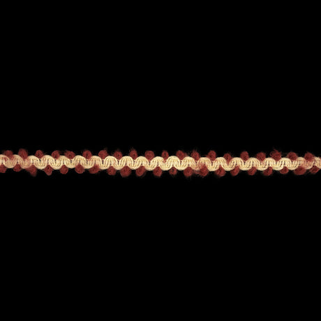 Claret and Gardenia Fuzzy Braided Wool Blend Trim - 0.5"