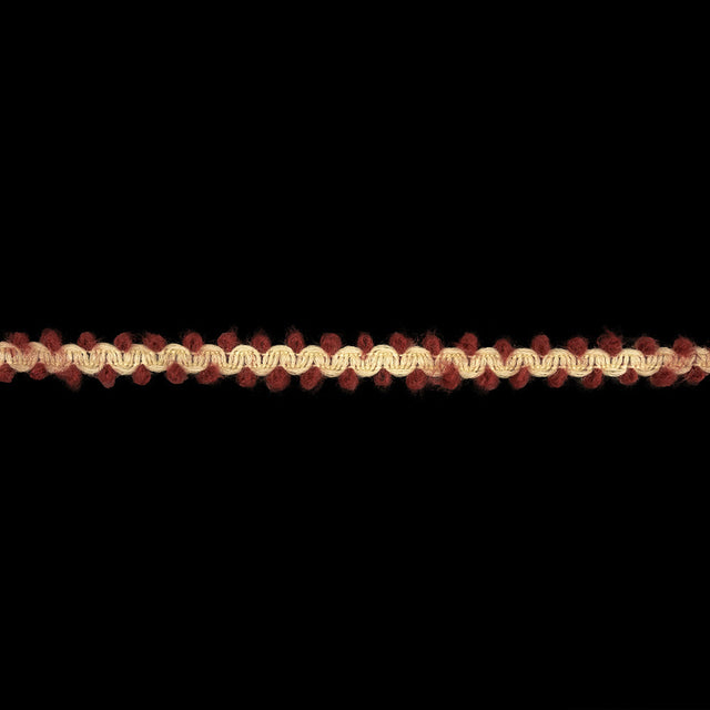 Claret and Gardenia Fuzzy Braided Wool Blend Trim - 0.5"