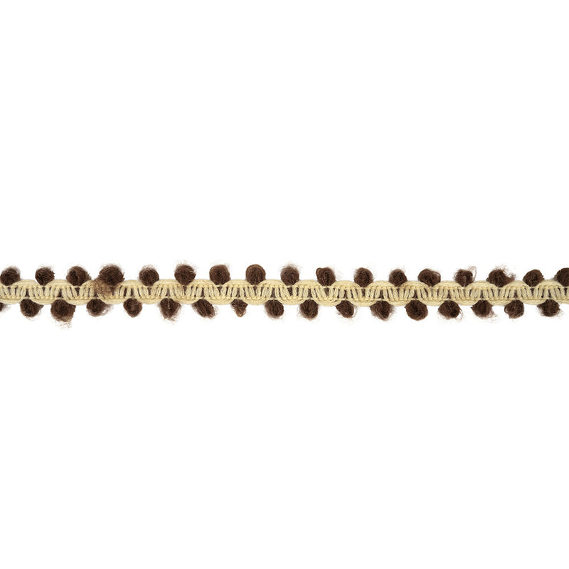 Chicory Coffee and Gardenia Fuzzy Braided Wool Blend Trim - 0.5"