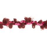 Wine and Sparkling Fuchsia Fuzzy Loops and Sequins Trim - 0.875"