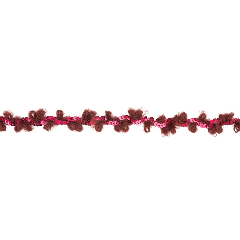 Wine and Sparkling Fuchsia Fuzzy Loops and Sequins Trim - 0.875"