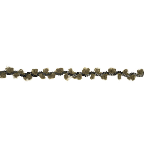 Olive and Forest Fuzzy Loops and Sequins Trim - 0.875"