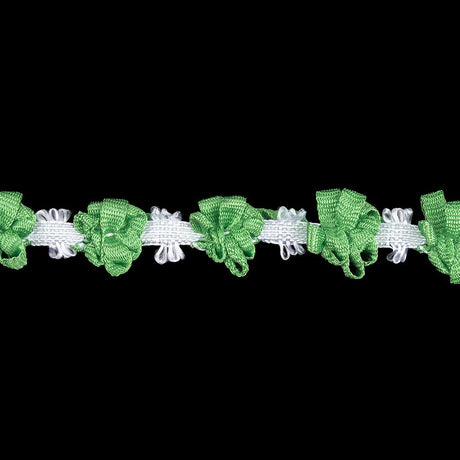 Shamrock and Lucent White Ribbon Flowers Trim - 0.5"