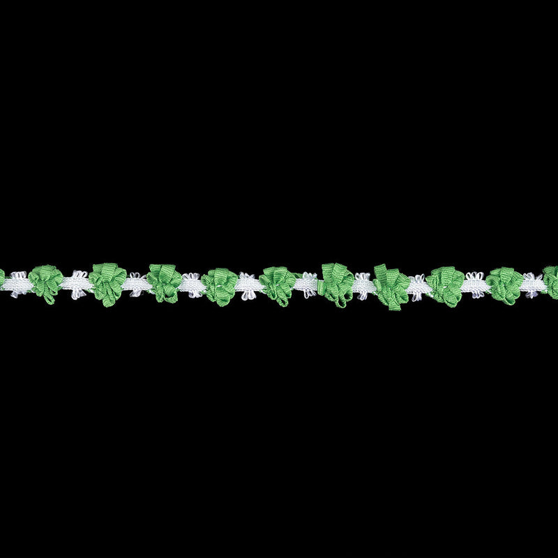 Shamrock and Lucent White Ribbon Flowers Trim - 0.5"