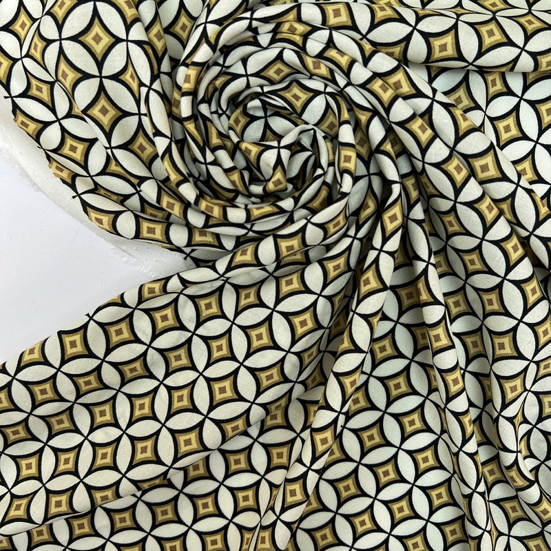 Viscose Geometric Print Beige Black