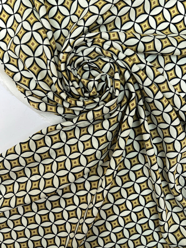 Viscose Geometric Print Beige Black