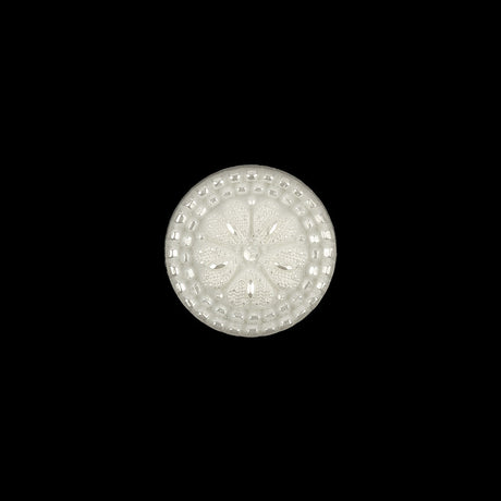 Italian White and Silver Tint Floral Textured Shank Back Button - 20L/12.5mm