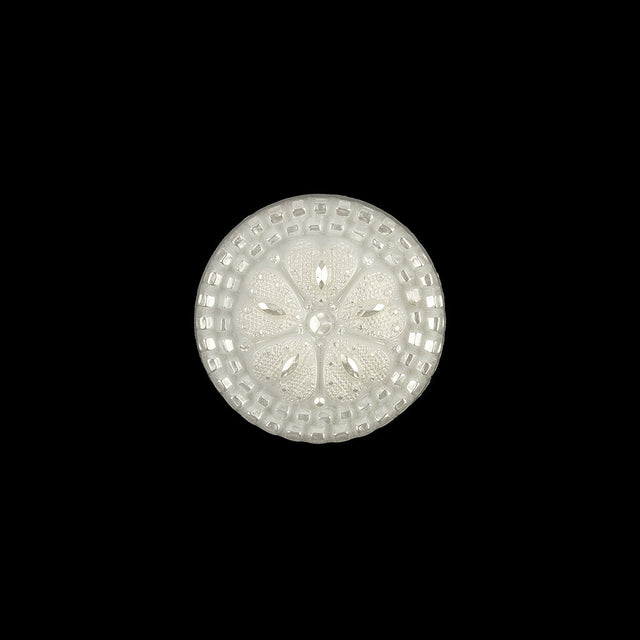 Italian White and Silver Tint Textured Shank Back Button - 24L/15mm