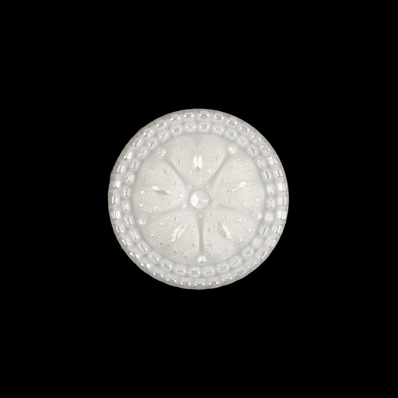 Italian White and Silver Tint Textured Shank Back Button - 30L/19mm
