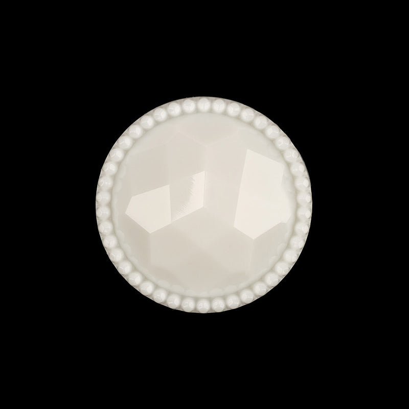 Italian White Faceted Decorative Shank Back Button - 36L/23mm
