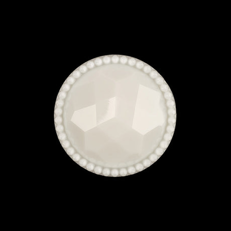 Italian White Faceted Decorative Shank Back Button - 36L/23mm