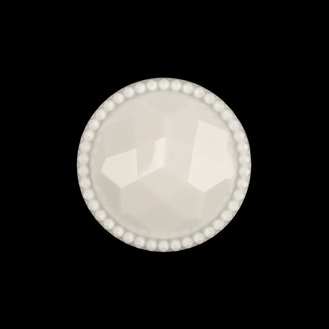 Italian White Faceted Decorative Shank Back Button - 36L/23mm