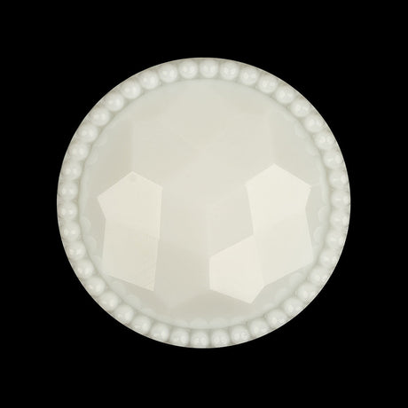 Italian White Faceted Decorative Shank Back Button - 44L/28mm