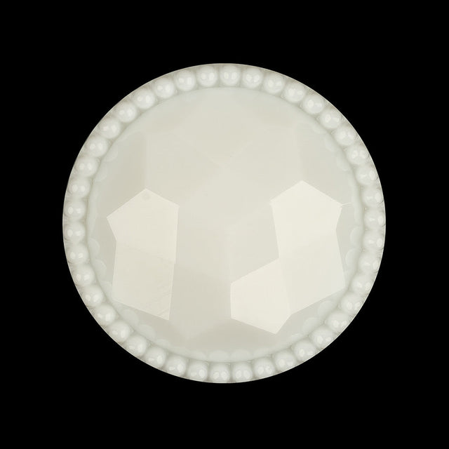 Italian White Faceted Decorative Shank Back Button - 44L/28mm