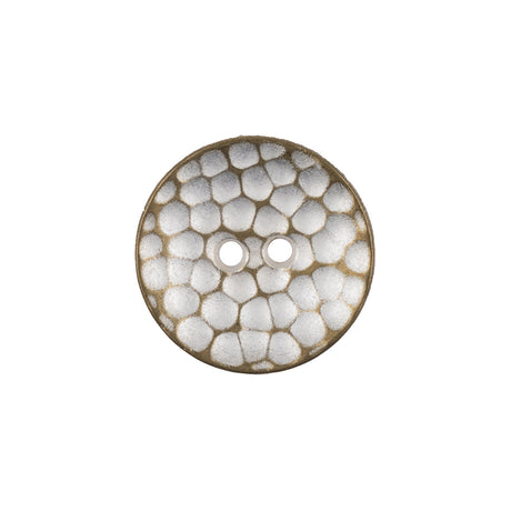 Italian Silver Brass Geometric 2-Hole Metal Saucer Button - 32L/20mm