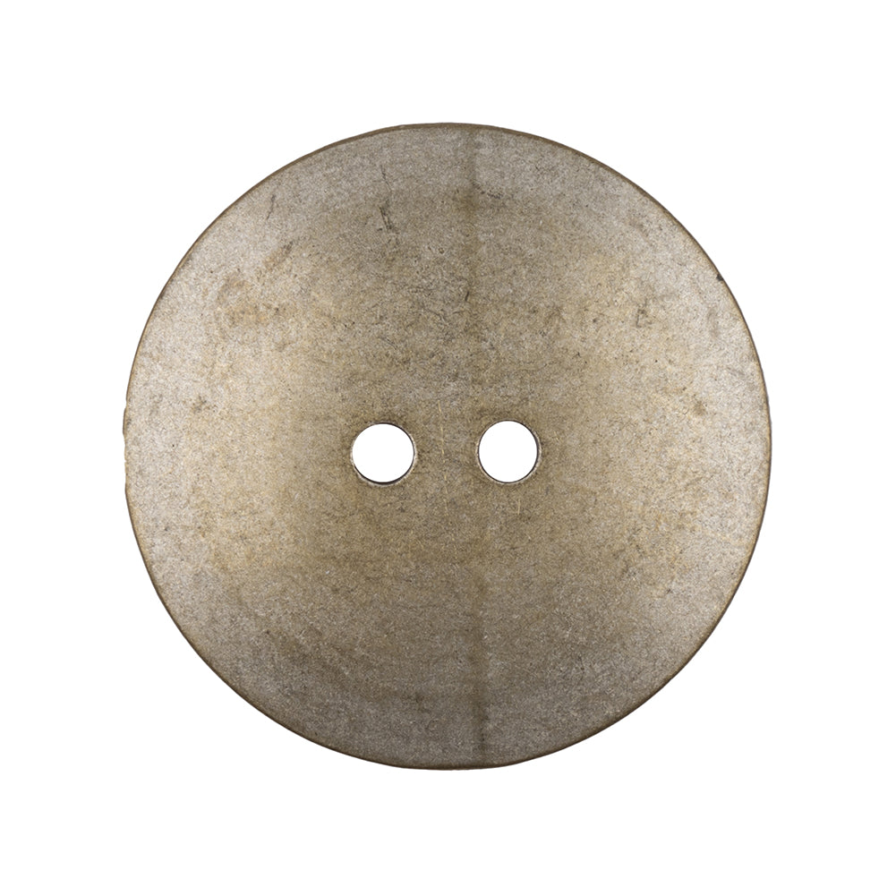 Italian Silver Brass Geometric 2-Hole Metal Saucer Button - 44L/28mm