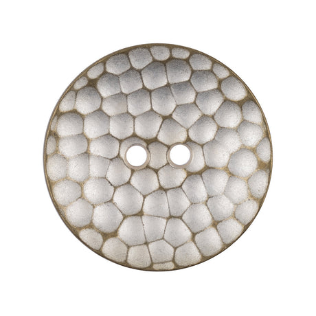 Italian Silver Brass Geometric 2-Hole Metal Saucer Button - 44L/28mm