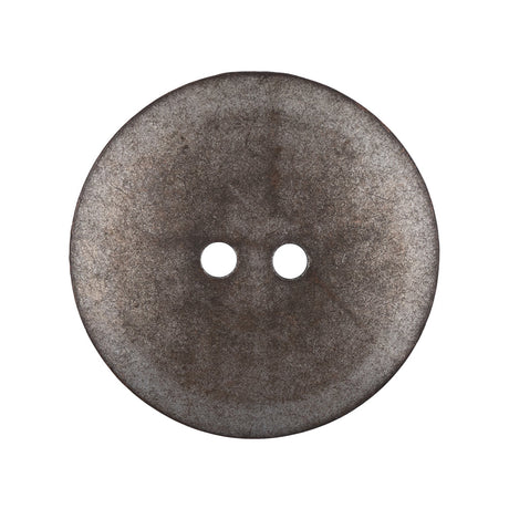 Italian Silver Iron Geometric 2-Hole Metal Saucer Button - 44L/28mm