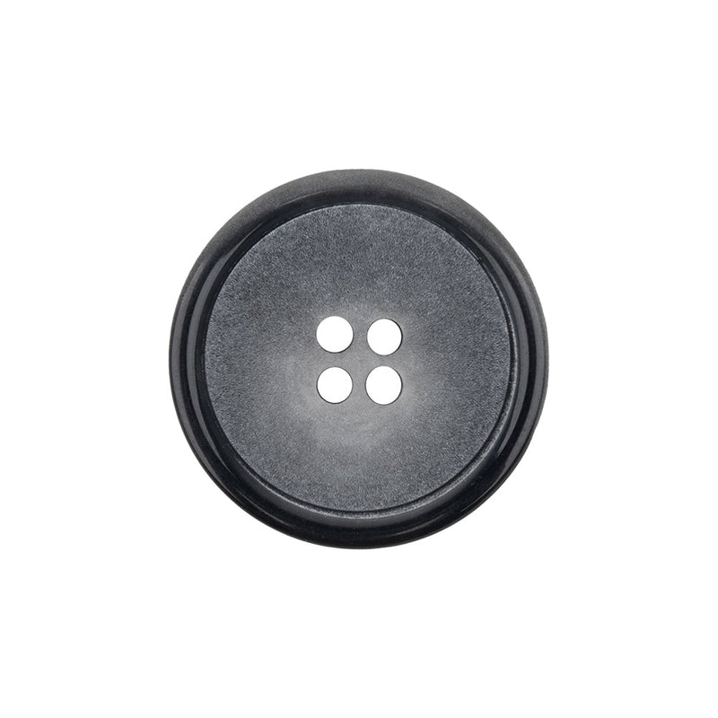 Matte Dove Gray and Shiny Midnight Narrow Rimmed 4-Hole Plastic Button - 36L/23mm