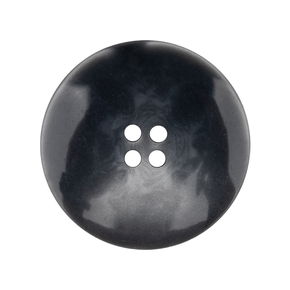 Matte Dove Gray and Shiny Midnight Narrow Rimmed 4-Hole Plastic Button - 44L/28mm