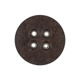 Italian Dark Brown and Shiny Silver Metal 4-Hole Leather Button - 40L/25.5mm