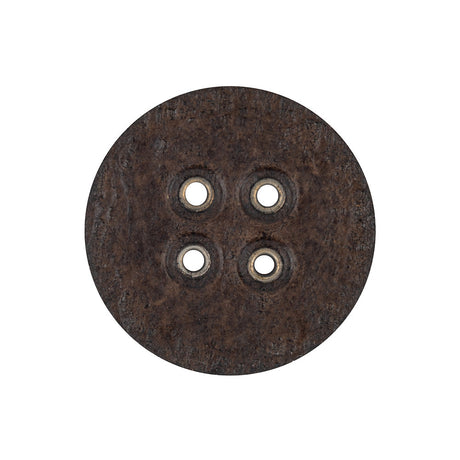 Italian Dark Brown and Shiny Silver Metal 4-Hole Leather Button - 40L/25.5mm