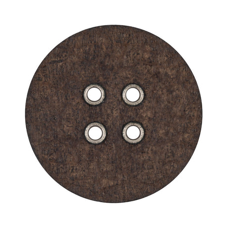 Italian Dark Brown and Shiny Silver Metal 4-Hole Leather Button - 52L/33mm
