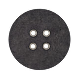 Italian Raven and Shiny Silver Metal 4-Hole Leather Button - 52L/33mm