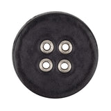 Italian Raven and Shiny Silver Metal 4-Hole Leather Button - 52L/33mm