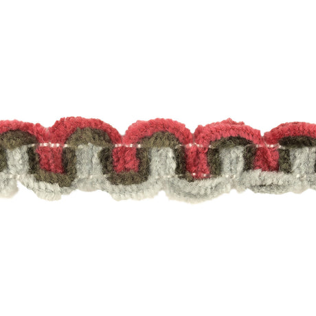 Magenta, Olive, and Cloudburst Chenille Wavy Braided Trim - 0.5"