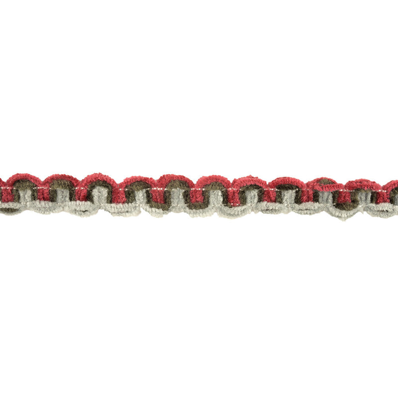 Magenta, Olive, and Cloudburst Chenille Wavy Braided Trim - 0.5"