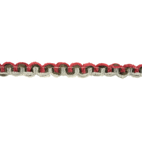Magenta, Olive, and Cloudburst Chenille Wavy Braided Trim - 0.5"